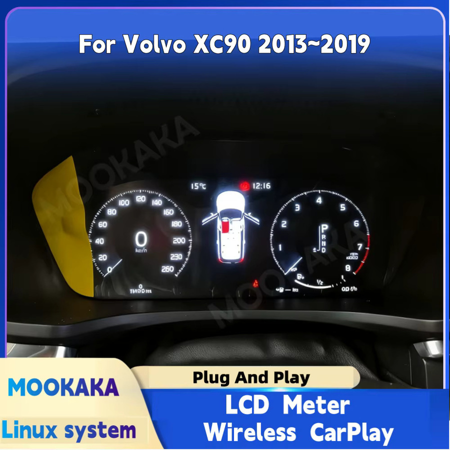 MOOKAKA Digitales Dashboard CarPlay für Volvo XC90 2013-2019, LCD Auto-Cluster mit virtuellem Cockpit und digitalem Instrumentenfeld, Schwarz - Bild 2