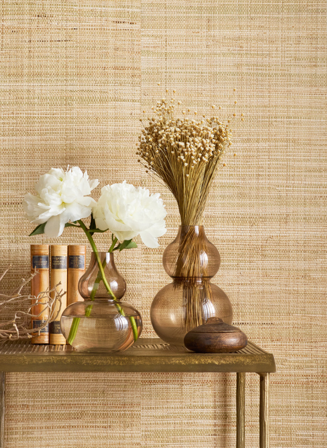 Thibaut Tapete Mackinac in Natural Beige mit Streifenmuster aus Vlies und Textil - Bild 1