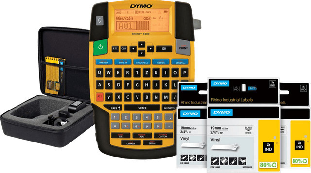 DYMO Rhino 4200 Case Kit Etikettendrucker mit 3 zusätzlichen gelben Schriftbändern - Bild 1