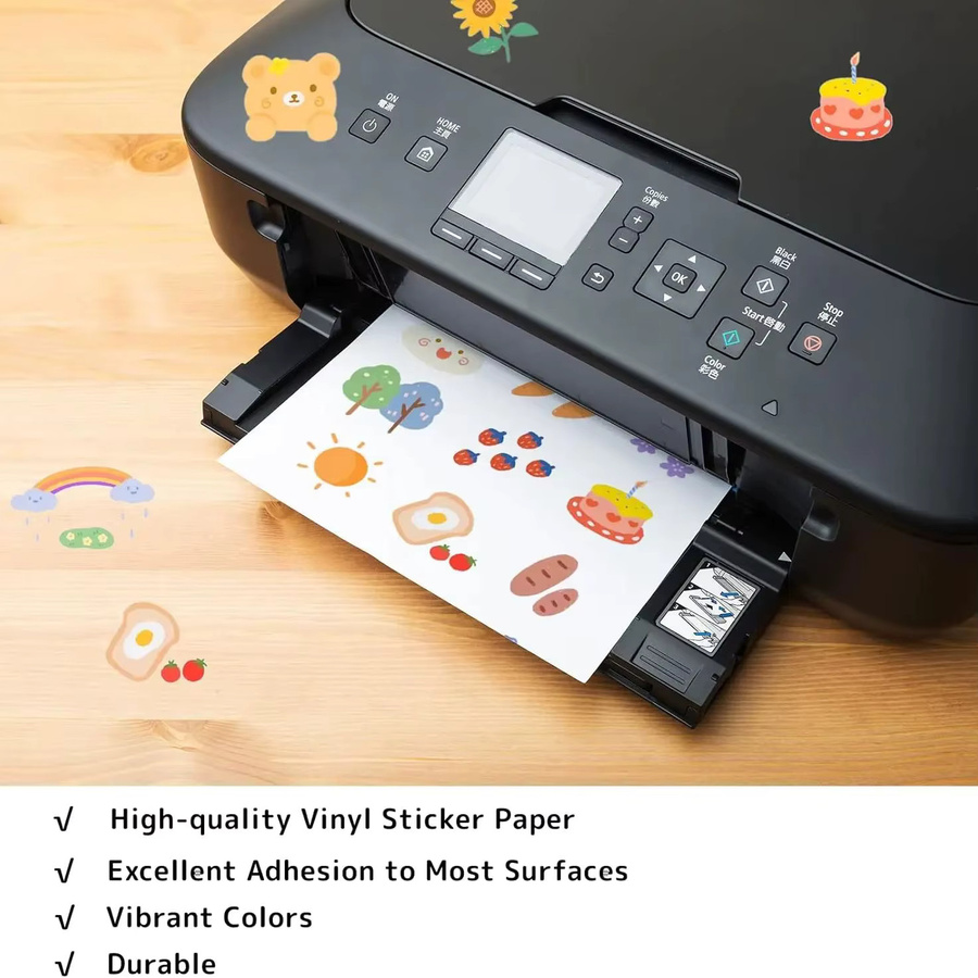 ESHANG Selbstklebendes Vinyl-Aufkleberpapier für Tintenstrahldrucker, Weiß, Breite: 21,6 cm, Höhe: 27,9 cm - Bild 3