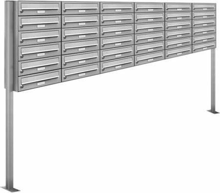 AL Briefkasten-System für 36 Parteien, freistehend, silberfarben, B/H/T: 153,522 x 150,0 x 27,5 cm - Bild 1
