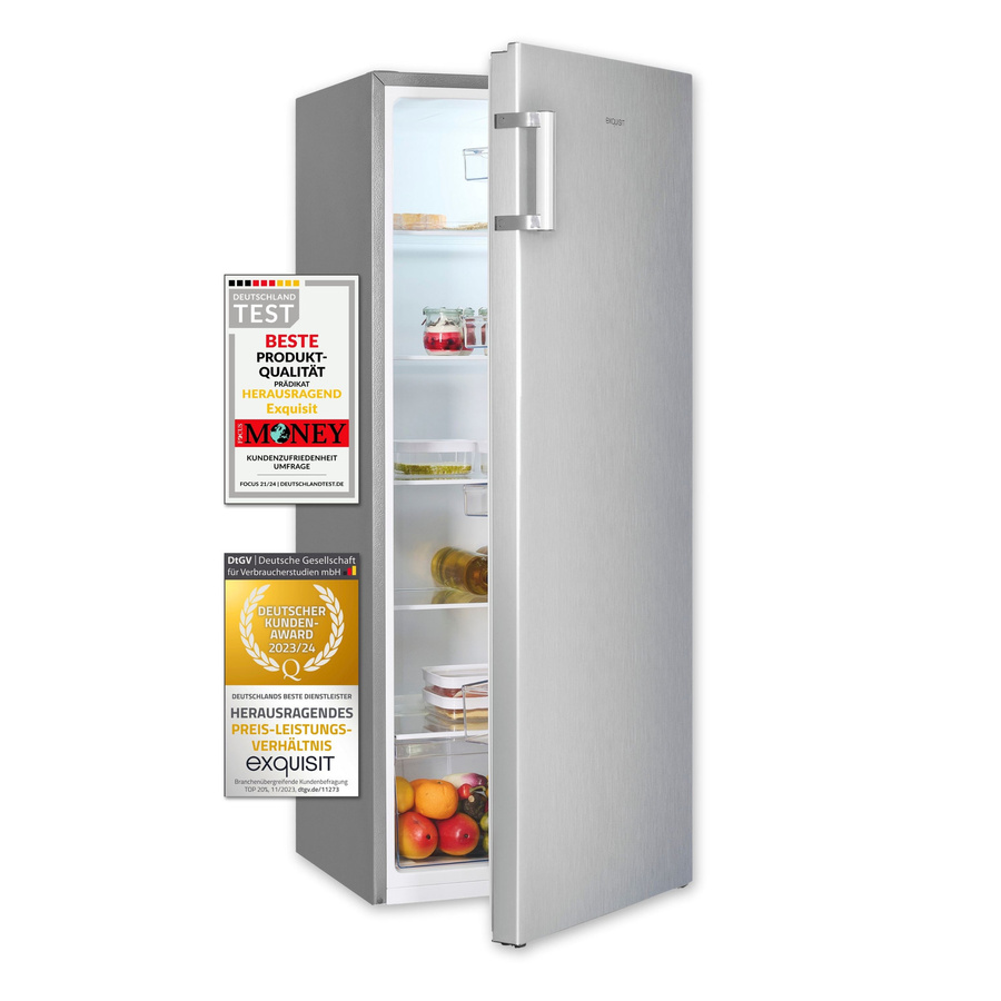 Exquisit KS5320-V-H-010E Vollraumkühlschrank in Silver mit Inoxlook, H: 187 cm, B: 55 cm, T: 55 cm - Bild 2