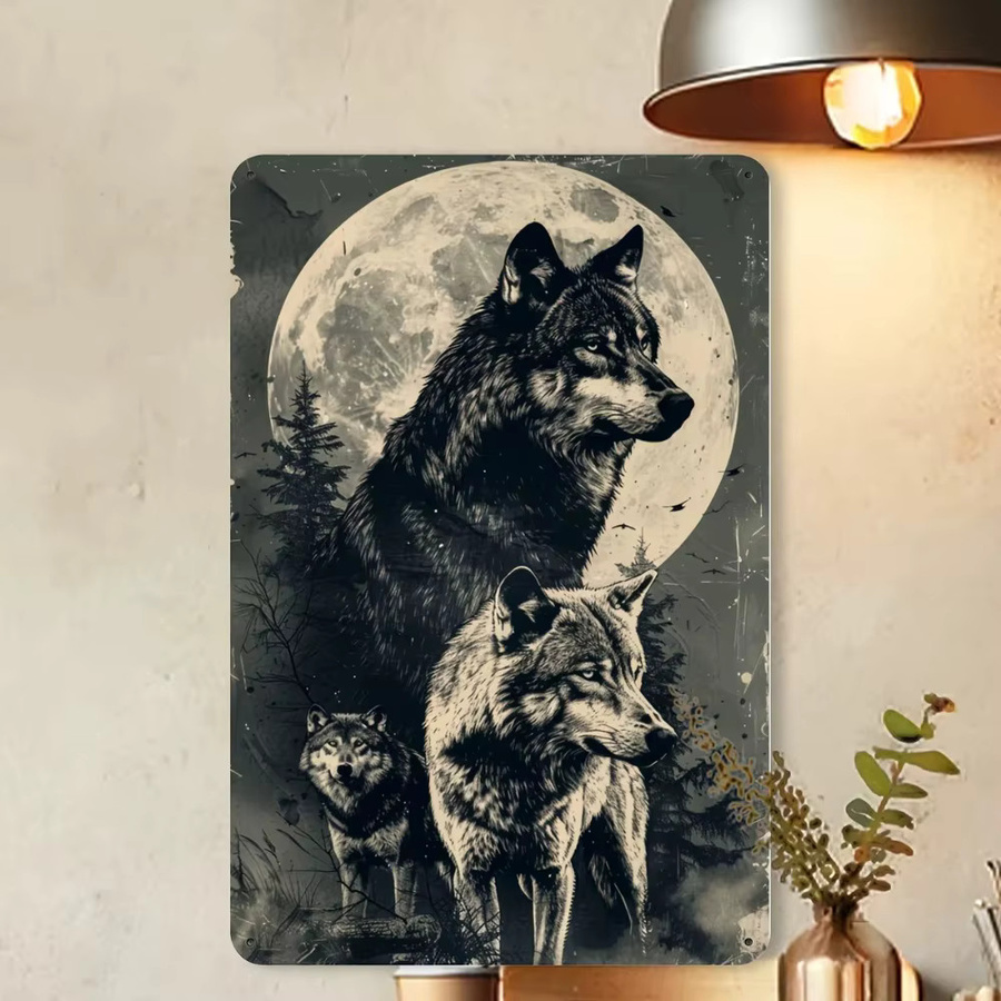 Vintage Wolf Blechschild von CIFBUY als Metall-Wanddekoration im Retro-Stil, Mehrfarbig, B/H: 30,5 x 20,3 cm - Bild 4