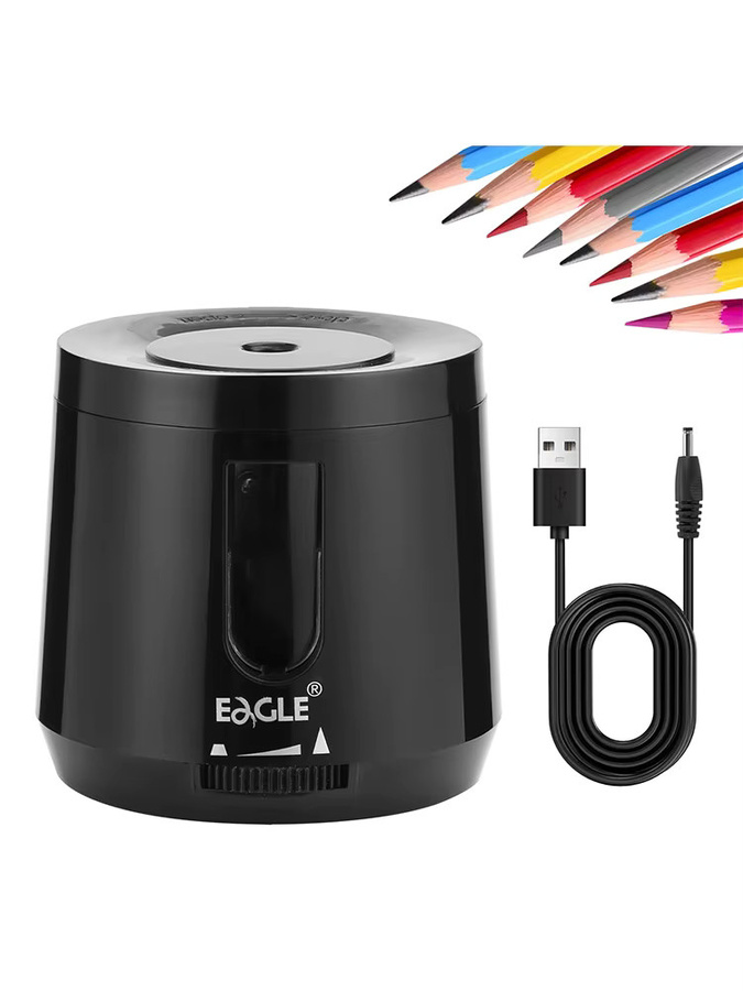 EAGLE Elektrischer Desktop-Bleistiftspitzer in Schwarz für 6–8 mm Bleistifte für Schule und Büro - Bild 7