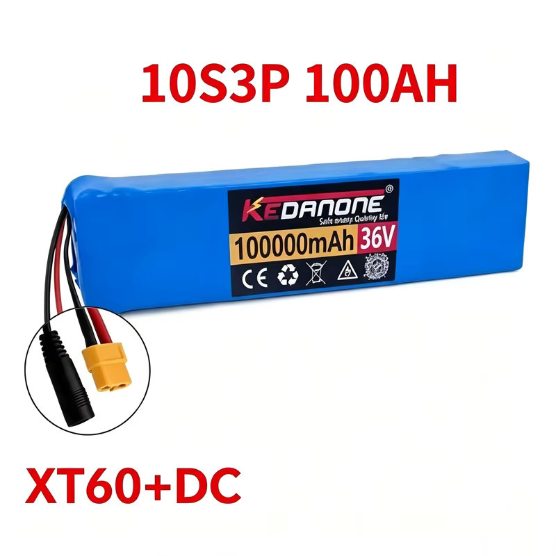 Kedanone 36V Elektroroller-Akku 10S3P 100000mAh 18650 Li-Ion Akku mit BMS und XT60 Anschluss sowie 42V Ladegerät in Blau - Bild 2
