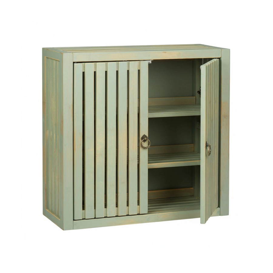 Relaxdays Hängeschrank aus Bambus in Hellgrün im Vintage-Look mit Magnetverschluss, B/H/T: 50 x 52 x 20 cm - Bild 2