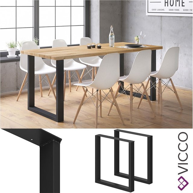 Vicco Tischbeine Loft Tischkufen pulverbeschichtet im 2er Set, Farbe: Schwarz, H x B x T: 72 x 70 x 70 cm - Bild 1