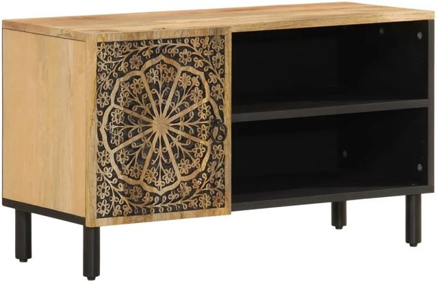 vidaXL TV-Schrank aus Massivholz Mango in Braun im Retro-Stil, B/T/H: 80 x 31 x 46 cm - Bild 1