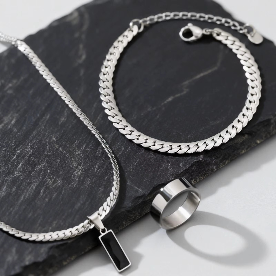 Schmuckset mprainbow, 3-teilig, Edelstahl, Silber, Herren - Bild 2