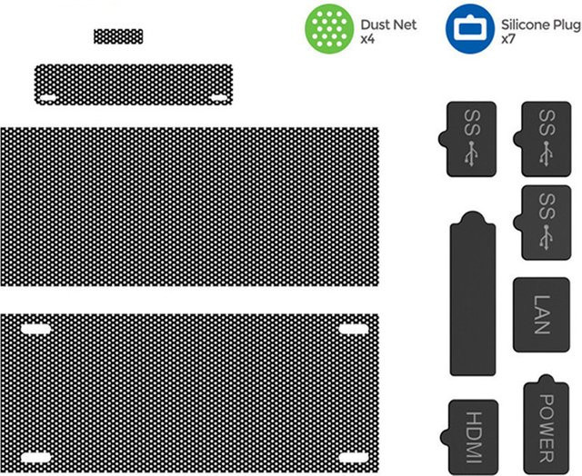 DOBE Staubschutz-Set TYX-0669 für Xbox Series S Konsole in Schwarz mit 7 Silikonstopfen und 4 Staubschutzsieben - Bild 1