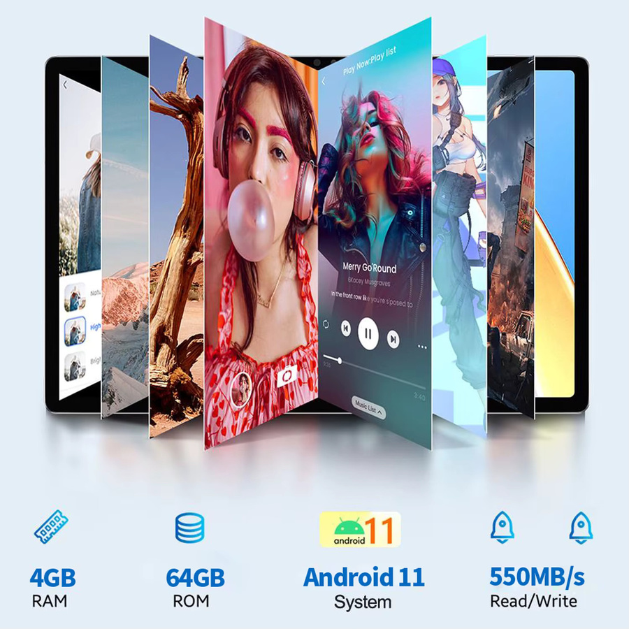 BDF Pad Tablet 10,1 Zoll HD Android 11, 4 GB RAM, 64 GB Speicher, 5000 mAh Akku, 3G Dual SIM, WiFi, Schwarz - Bild 2