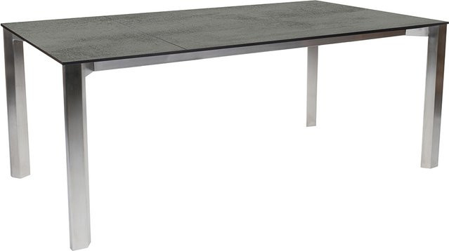 Stern Ausziehtisch Penta Silverstar Zement mit Edelstahl Tischplatte und Nivelliersystem, Farbe: Grau, B/T: 100 x 160/210 cm - Bild 1