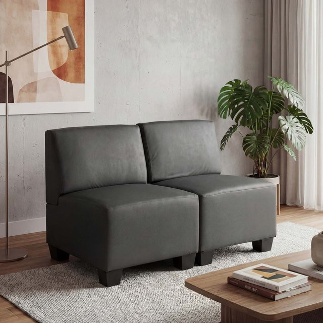 Modularer 2-Sitzer Sofa Moncalieri von MCW aus Kunstleder in Dunkelgrau ohne Armlehnen - Bild 1