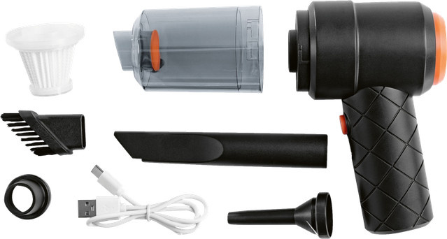 CLEANMAXX Akku-Handstaubsauger Set 6-teilig in Schwarz-Orange mit Gebläsefunktion für Auto und Haushalt - Bild 1