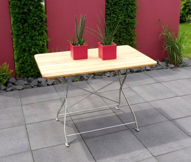 TPFGarden Klapptisch BAD BELZIG aus Robinienholz mit verzinktem Stahlgestell, Braun, B: 110 cm, T: 70 cm, H: 72 cm - Bild 1