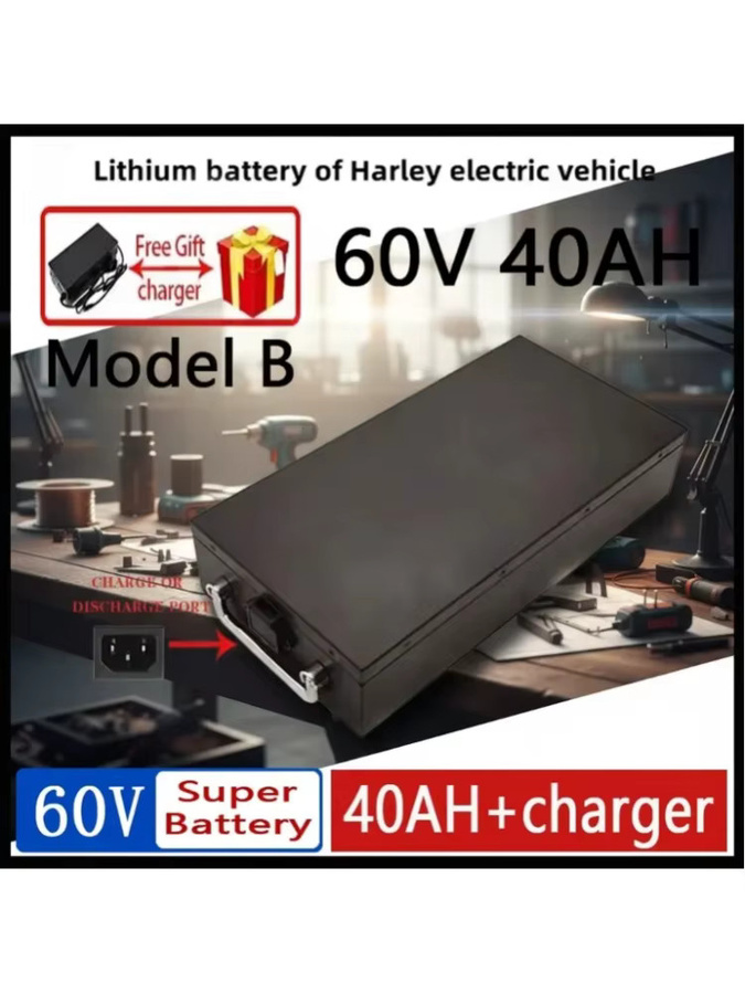 Ddadache Wasserdichte Lithium-Batterie für Harley Citycoco Elektromotorrad 60V, Farbe: Schwarz - Bild 6