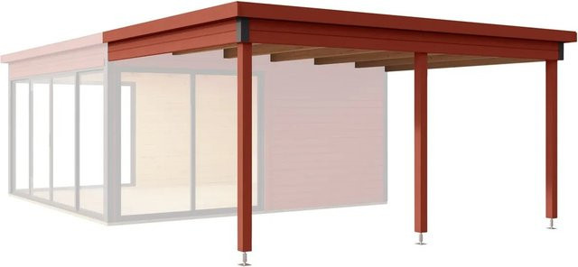Lasita Maja Dachverlängerung Domeo 5 in Schwedenrot mit Flachdach, Breite: 300 cm, Tiefe: 418 cm - Bild 1
