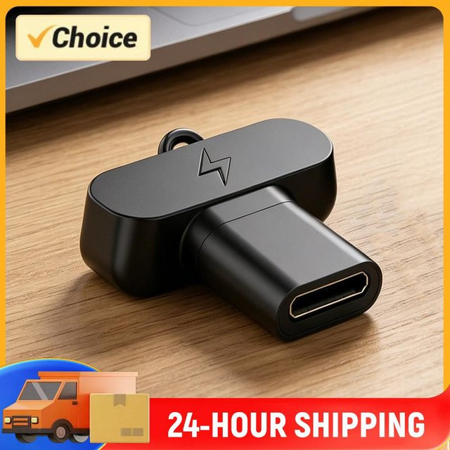 PLUAD USB-C-Kabeladapter für NOTE AI und NOTE PRO AI Diktiergeräte, Schnellladekabel-Konverter in Schwarz mit Trageband-Öffnung - Bild 1