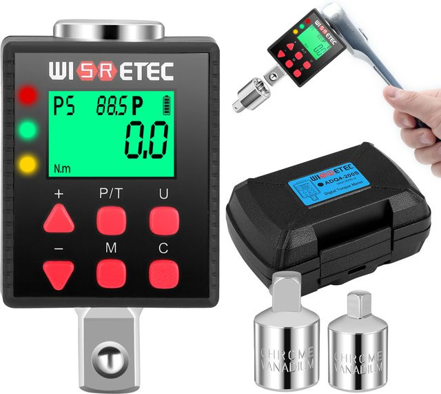 Digitaler Drehmomentadapter Rbefeuly 1/2 Zoll, 3,4 - 340 Nm, Schwarz, Genauigkeit ±1% mit Voreinstellungsspeicher für Auto und Motorrad - Bild 1