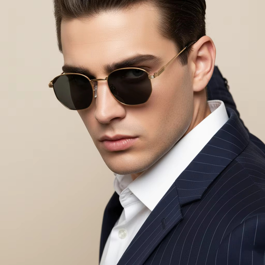 TWOOO Sonnenbrille, hexagonal, Metall, Vollrand, Unisex, gold - Bild 2