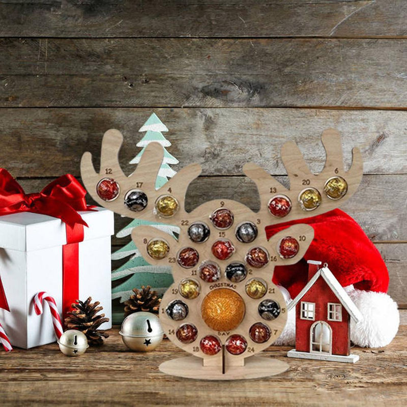 Lucky Tiger Adventskalender aus Holz in Braun und Beige als dekorativer Schokoladenständer im skandinavischen Design - Bild 5