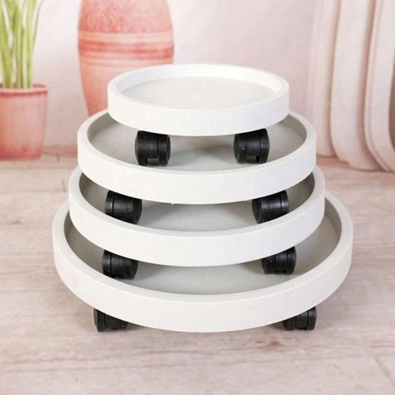 Amusedly Pflanzenroller Rundes Pflanzenuntersetzer mit 4 Rädern aus Kunststoff in Grau für Innen- und Außenbereich - Bild 5