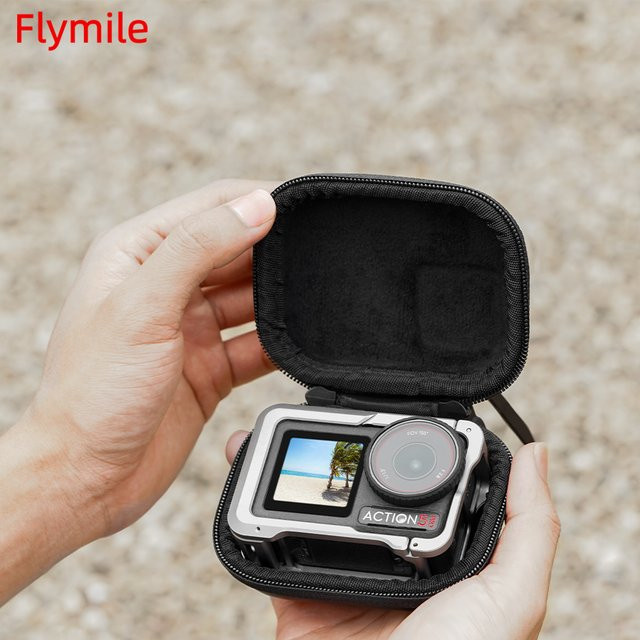 Flymile Mini-Tasche für DJI Osmo Action 5 Pro, halboffener Aufbewahrungskoffer mit Schnellverschluss in Schwarz - Bild 1