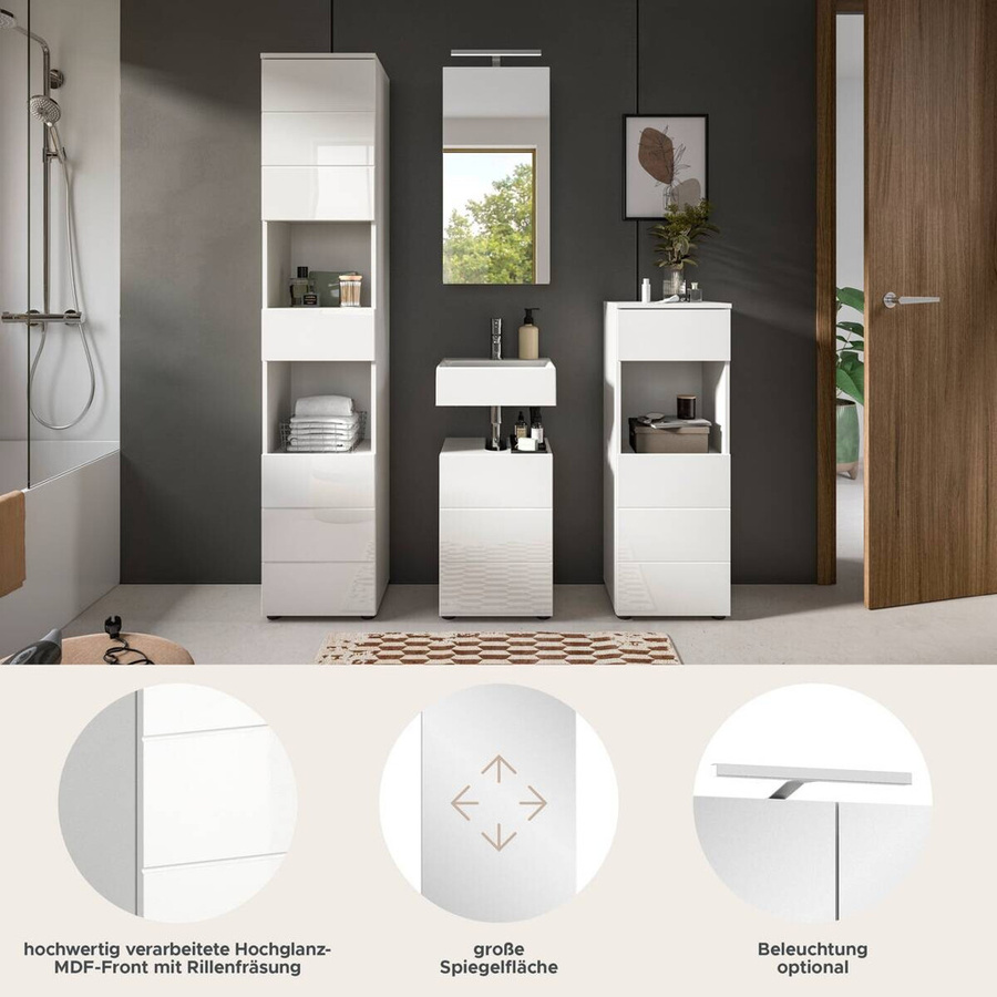 Badezimmer-Set VIRA xonox.home weiß Hochglanz B/H/T: 144 x 190 x 34 cm - Bild 2