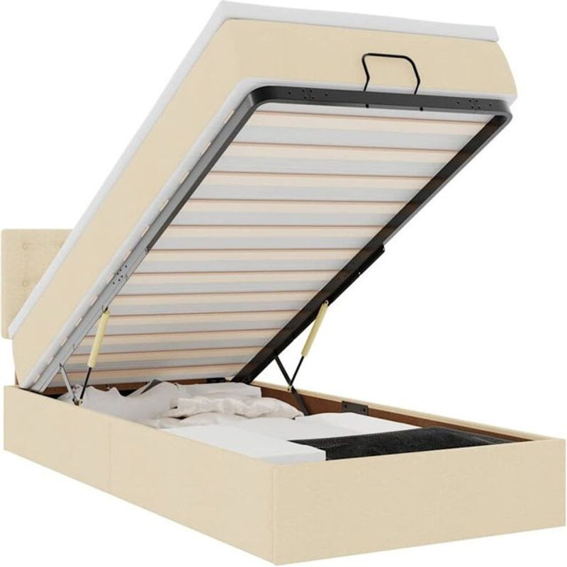 vidaxl Polsterbett Ottoman mit Matratze aus Stoff in Beige, B/T/H: 190 x 90 x 88 cm - Bild 1
