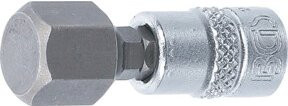 BGS Bit-Einsatz Innensechskant 12 mm mit 6,3 mm 1/4 Zoll Innenvierkant in Silber - Bild 1