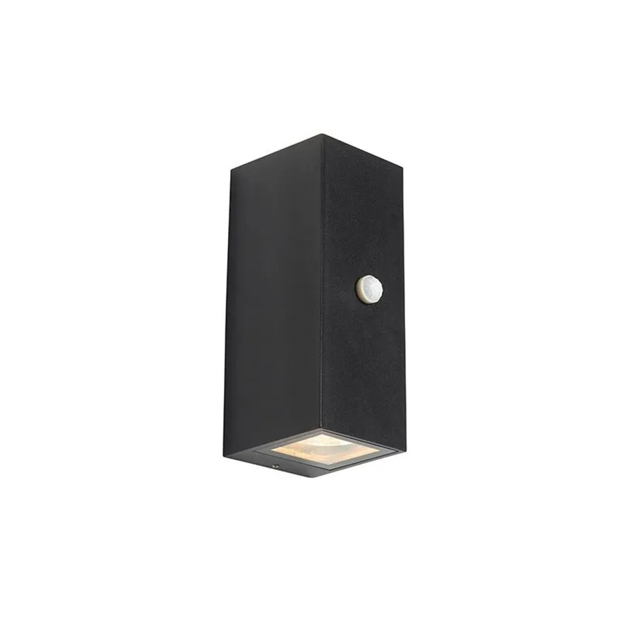 QAZQA Baleno II Moderne Wandleuchte Schwarz mit Bewegungsmelder IP44 aus Aluminium und Glas für den Außenbereich - Bild 2