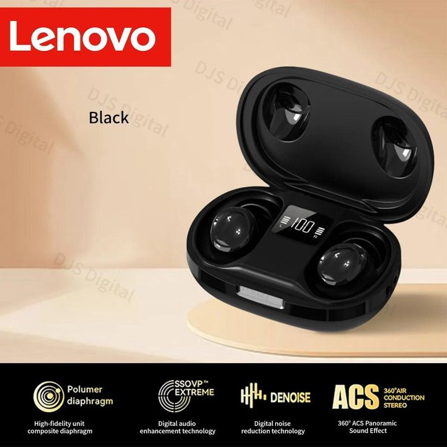 Lenovo EA289 Mini In-Ear Bluetooth 5.4 Kopfhörer mit digitalem Leistungsdisplay TWS kabellose Schlaf- und Sportkopfhörer in Schwarz - Bild 1