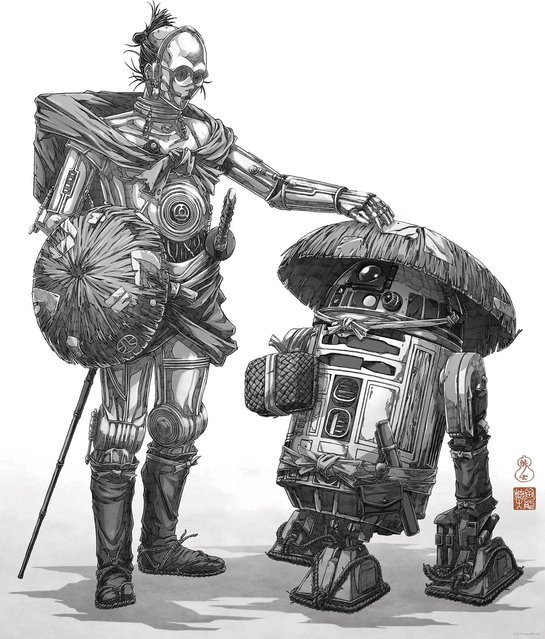 Komar Wandbild Star Wars Vision Samurai Droids Paper Poster Schwarz-Weiß B: 40 cm, H: 50 cm - Bild 1