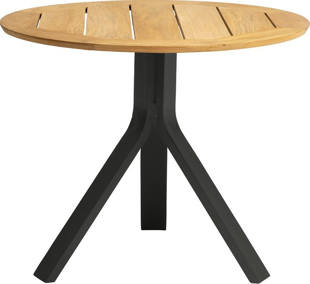 Stern Beistelltisch Freddie mit Teakplatte, Durchmesser: 65 cm, Aluminium anthrazit - Bild 1