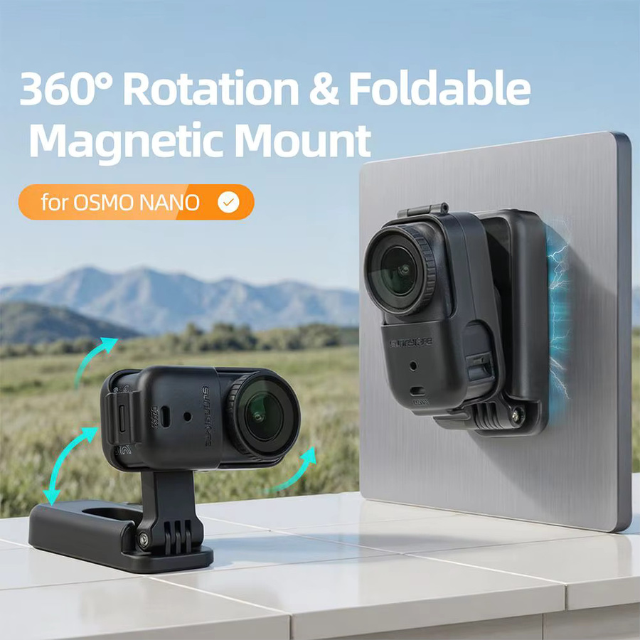 DJI Osmo Nano Magnetische Halterung Basis mit 360 Grad Rotation und Klappfunktion in Schwarz - Bild 2