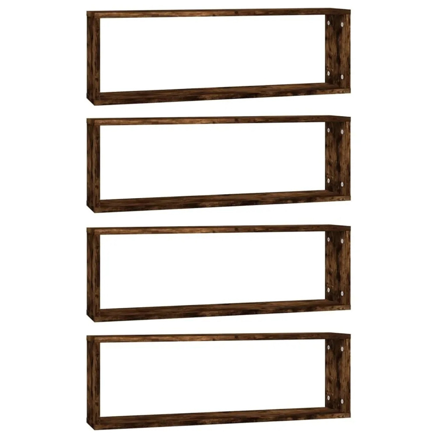 vidaXL Wandregale Set 4 Stück aus Holzwerkstoff in Räuchereiche, B/T/H: 80 x 15 x 26,5 cm - Bild 2