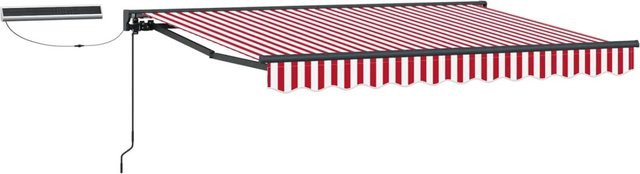 vidaXL Elektrische Ausziehbare Markise mit Semi-Cassette in Rot-Weiß-Anthrazit gestreift, B: 3 m, T: 2,5 m - Bild 1