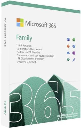 Microsoft Office 365 Family Vollversion mit 6 Lizenzen für Windows, Mac, Android und iOS - Bild 1
