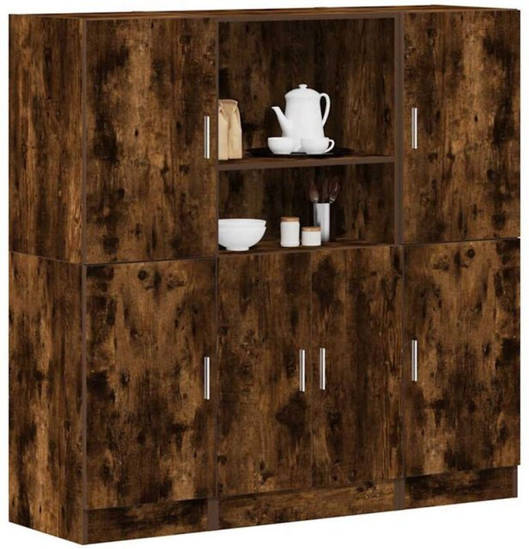 3-tlg. Küchenschrank-Set Vidaxl in Modernem Design aus Holzwerkstoff, Farbe: Braun - Bild 1