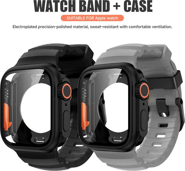 OAKCHARM Uhrenarmband Silikon, PC-Hülle, Schwarz, Unisex - Bild 1
