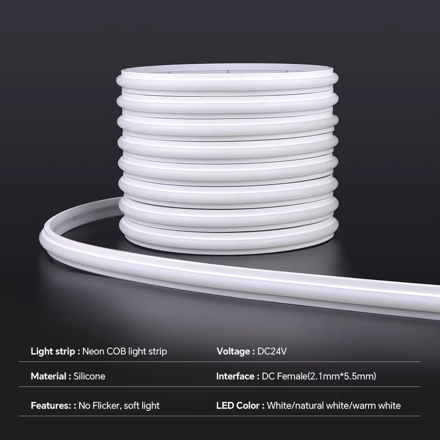 CHNAITEKE COB LED-Streifenlicht 24V als flexibles Neonband in Weiß/Naturweiß/Warmweiß, wasserdicht und schneidbar für deine Küchen- und Raumdekoration - Bild 3