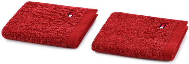 Waschlappen-Set Tommy Hilfiger Legend aus Baumwolle in Rot, 2 Stück - Bild 1