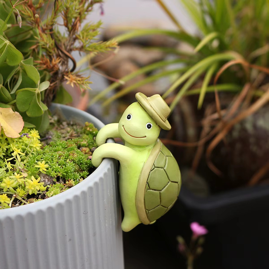 Dekorative Schildkröten-Harzskulpturen in Grün und Multicolour für Garten, Balkon und Hof - Bild 2