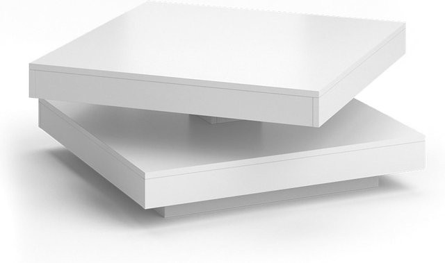 VICCO Couchtisch ELIAS weiß, 360° drehbar, B/T/H: 70 x 70 x 34 cm - Bild 1