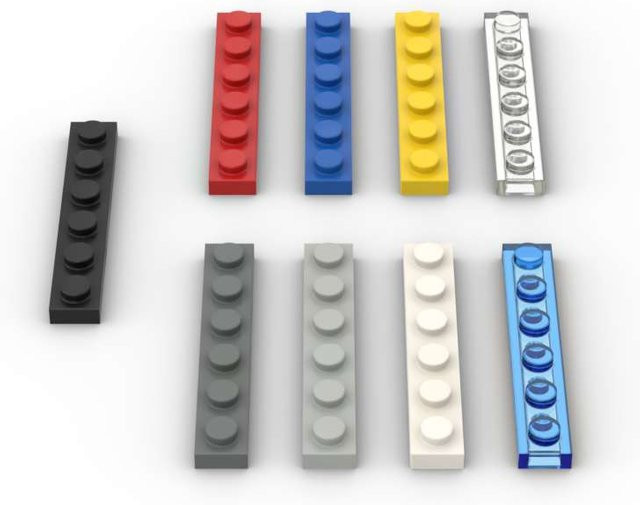 SixBricks MOC 1x6 Platte Bausteine Kit, 10-teiliges Set, Grau - Bild 1