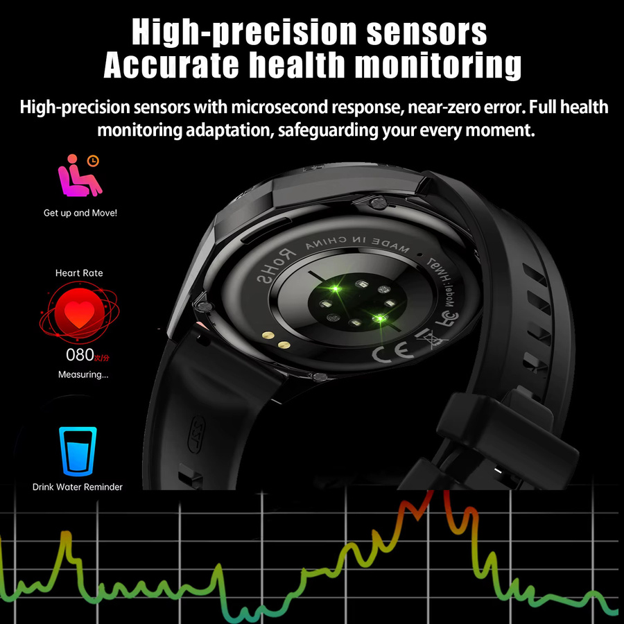ChiBear Smartwatch, GPS, NFC, Bluetooth, Schwarz, Edelstahl, Herren - Bild 5