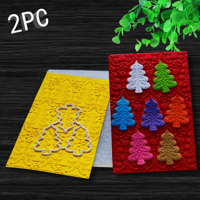 2er-Set Weihnachtsbaum-Dekorationsmuster mit 3D-Relief und Metallformen - Bild 1