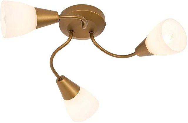 QAZQA Madi Deckenstrahler Gold mit Milchglas, rund, 3-flammig, dimmbar - Bild 1