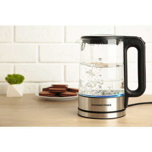 GOURMETmaxx Glas-Wasserkocher Style mit LED, 1,7 l, Schwarz/Silber, B/H/T: 15 x 24 x 21 cm - Bild 6