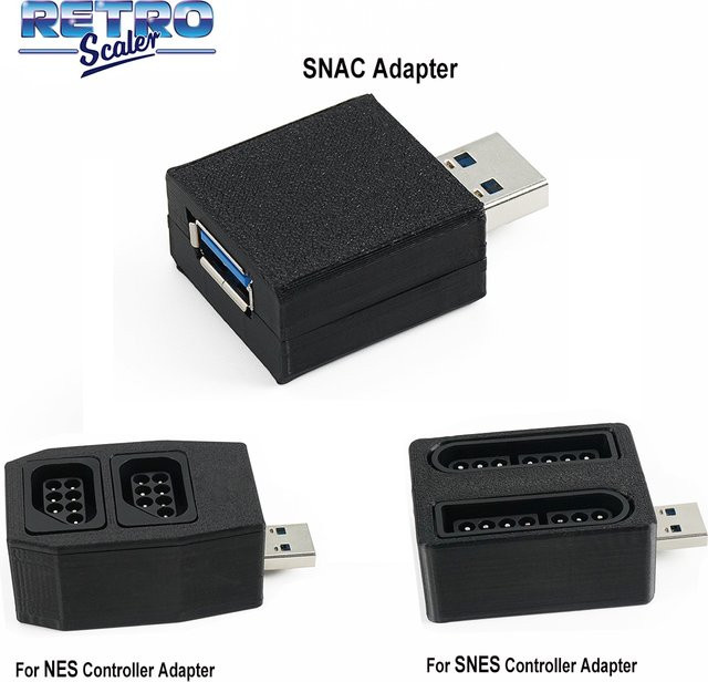 RetroScaler 2-in-1 Player Adapter für SNES und NES Controller, kompatibel mit SNAC-Board, Terasic DE10-Nano Board und MiSTer FPGA IO Board, Schwarz - Bild 1